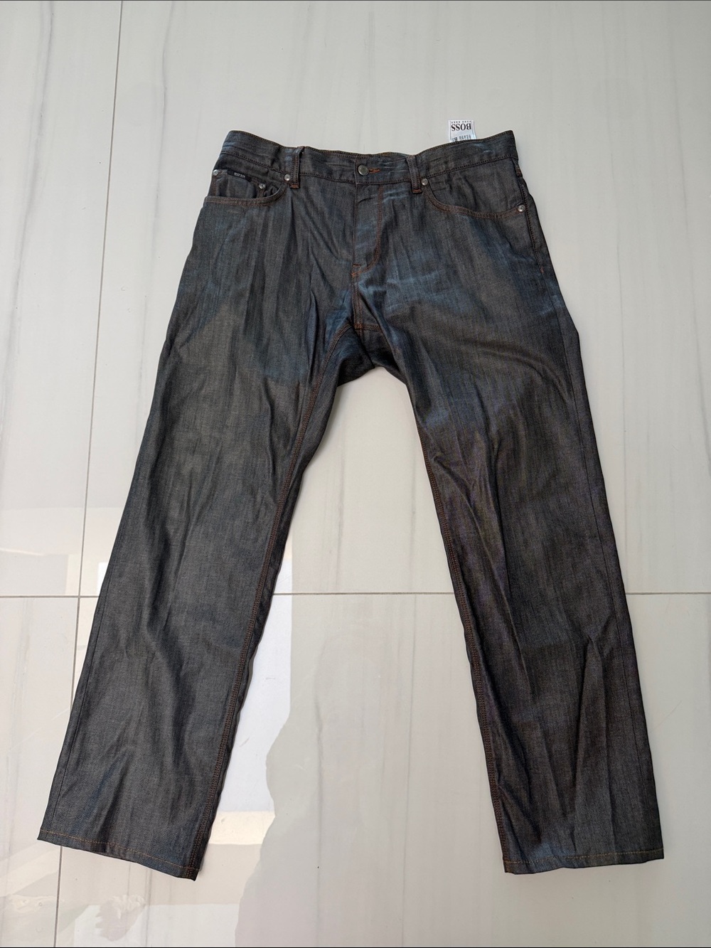 Hugo Boss Men's Dark Gray Relaxed Fit Jeans